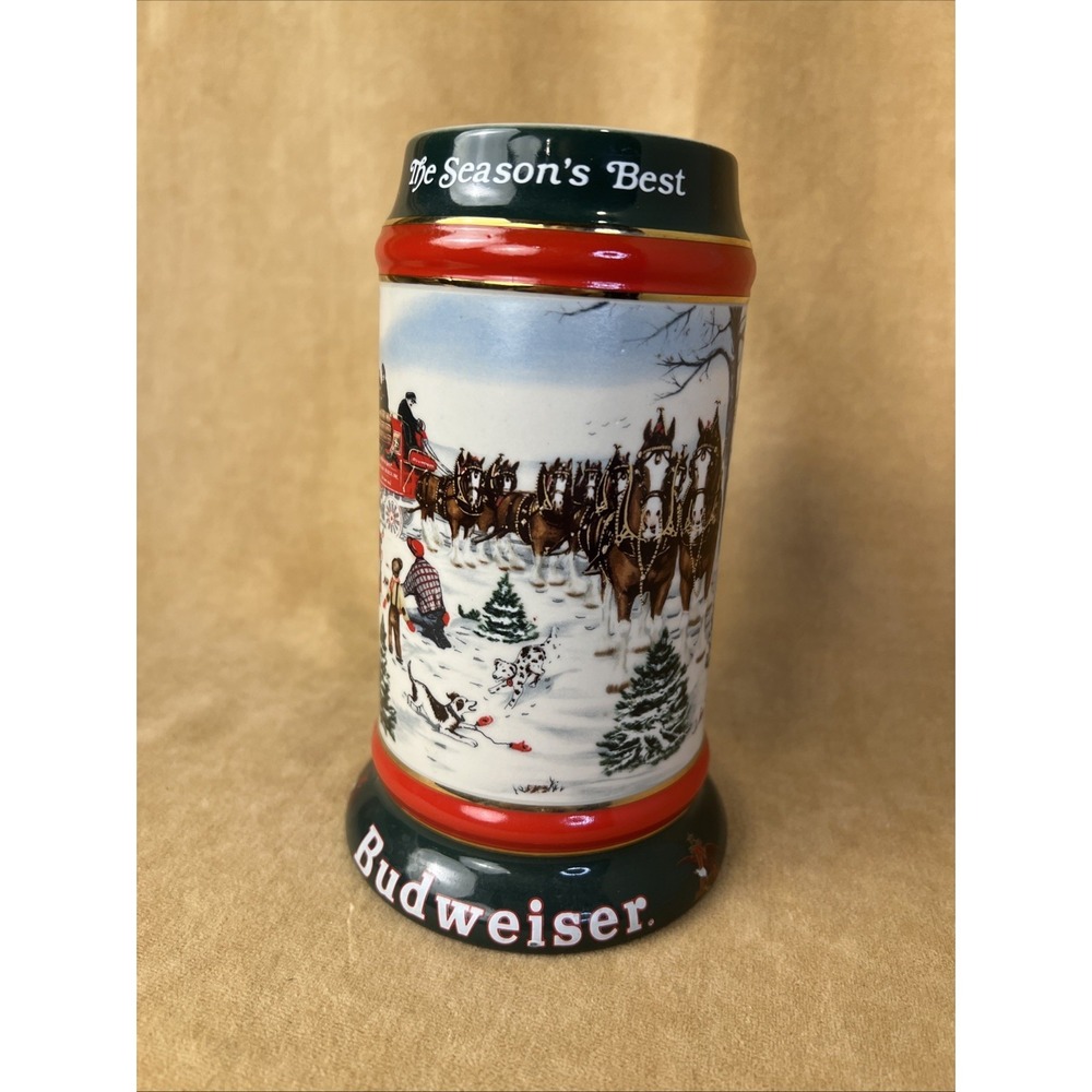 1991 Budweiser Holiday Beer Stein Mug "The Season's Best" Clydesdale 8 Horse
